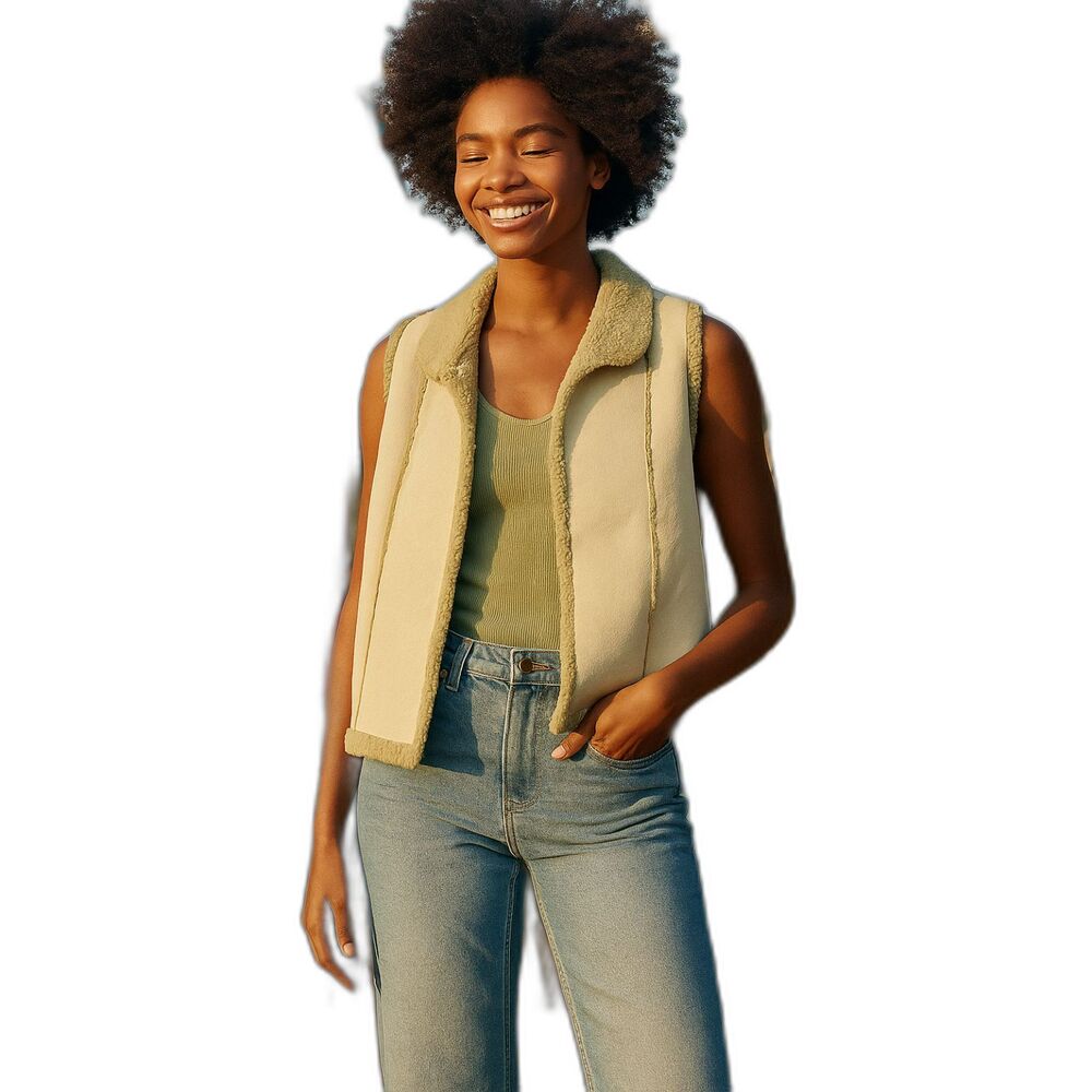 Kiko Comfort Collared Vest Women's size XL Beige 100 % Polyester #271